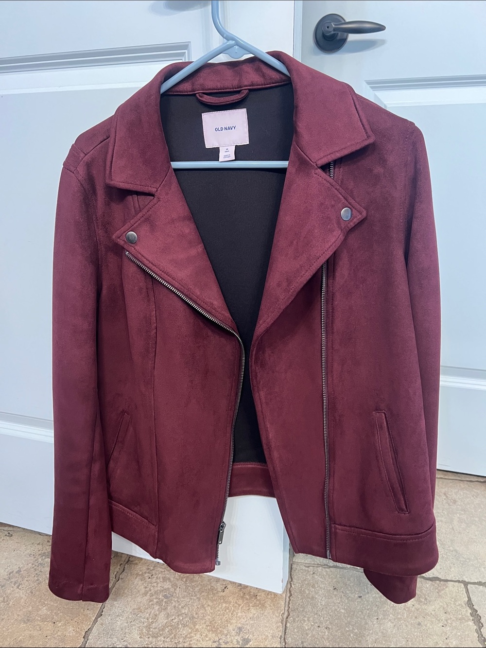 Old Navy Women's Wine Faux Suede Moto Jacket